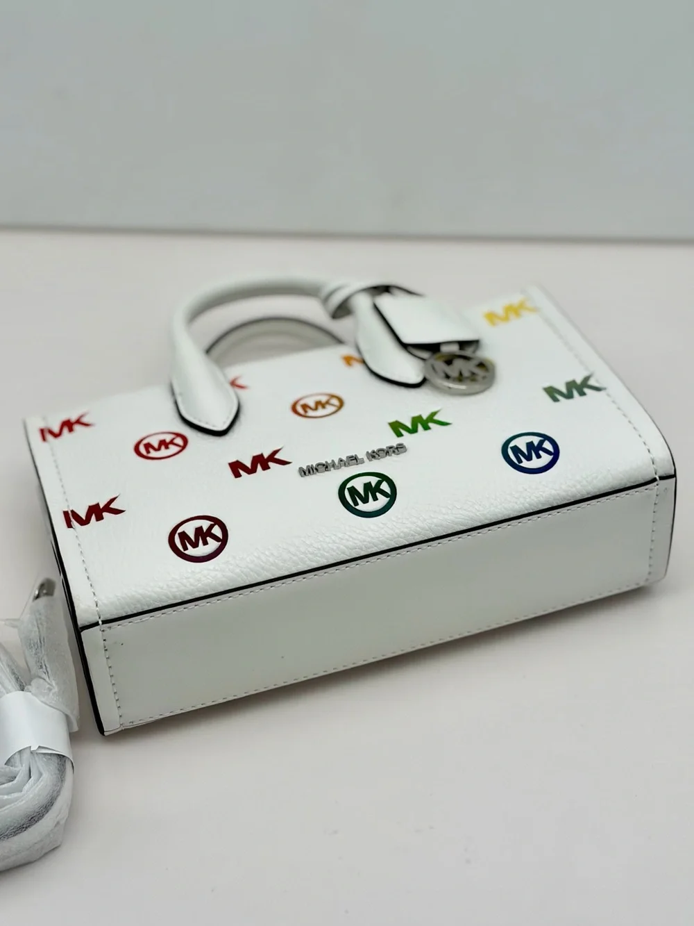 Michael Kors Mirella Small Rainbow Logo Embossed Convertible Crossbody Bag
